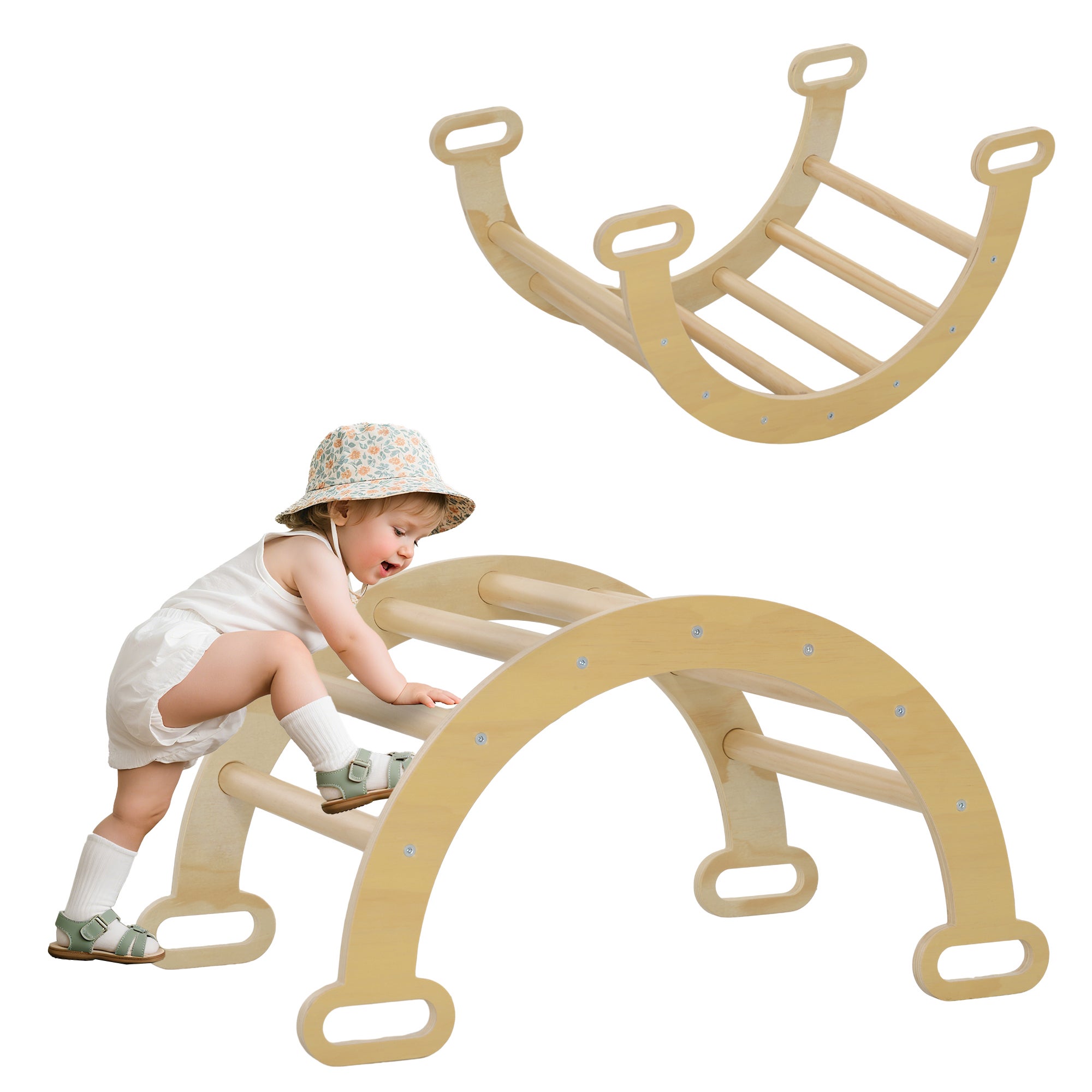 Arche D’escalade Montessori 3 En 1 – Table Sensorielle, Bascule Et But De Foot – Bois De Pin, Bac Pliable, Couverture – 90x50x50 Cm