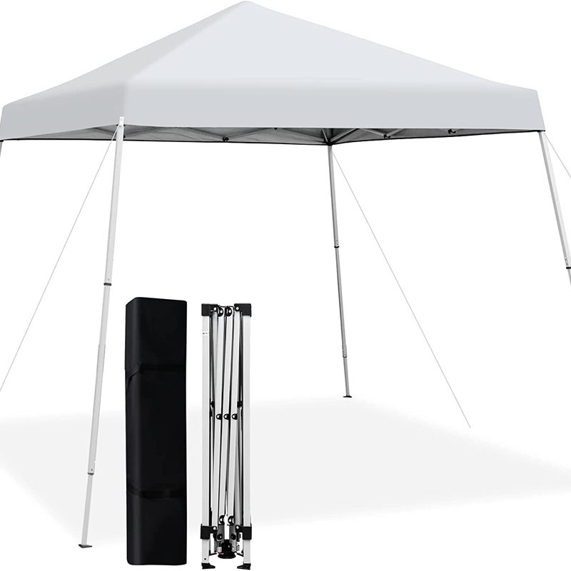 Pawilon składany 3 x 3 m, ochrona przed promieniowaniem UV 50+, Dołączona torba do przenoszenia, regulacja wysokości na 3 poziomach, na plażę (biały)