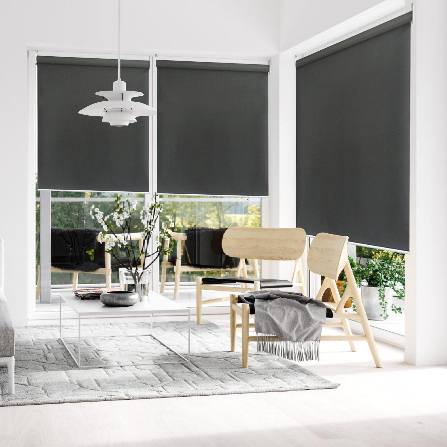2x Roleta Pionowa Zewnętrzna 140x140 cm na Balkon i Taras Ochrona Przeciwsłoneczna Wodoodporna 80% Ciemnoszary
