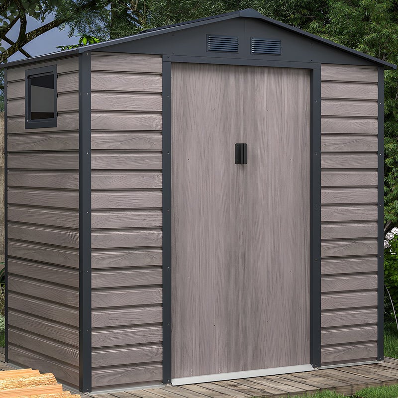 Metalowa wiata ogrodowa z ocynkowanej stali imitującej szare drewno 2,79 m² - ADELMO