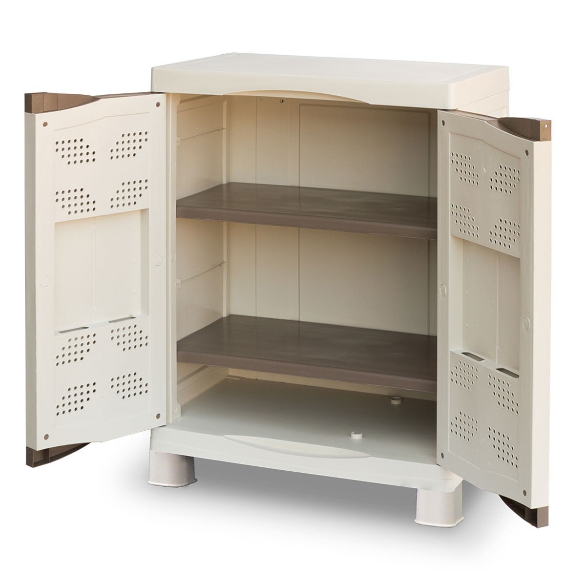 Armoire de rangement 2 portes 2 Etagères 70 x 47 x 97cm 4 pieds Charge ...