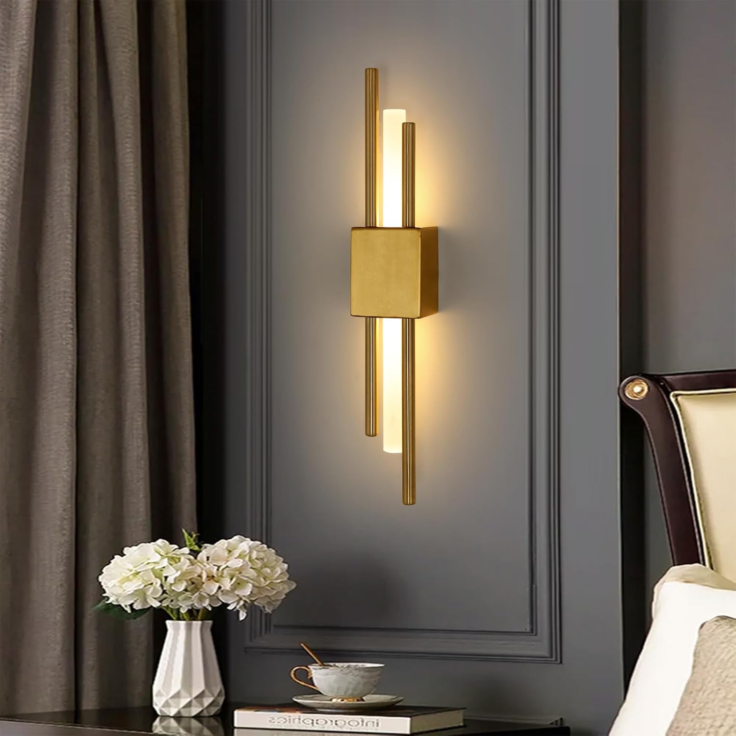 Lampada da parete a LED 2 pezzi – 3000K/4000K/6000K – Illuminazione moderna per soggiorno– Luce notturna lunga da comodino – Lampada notturna a LED - 6