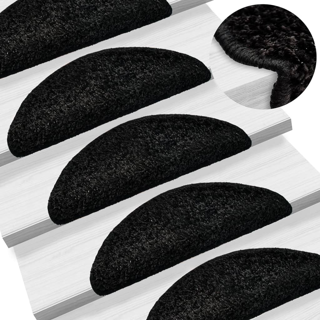 Tapis D'escalier Autocollants Noirs – Lot De 15, 56x17x3 Cm