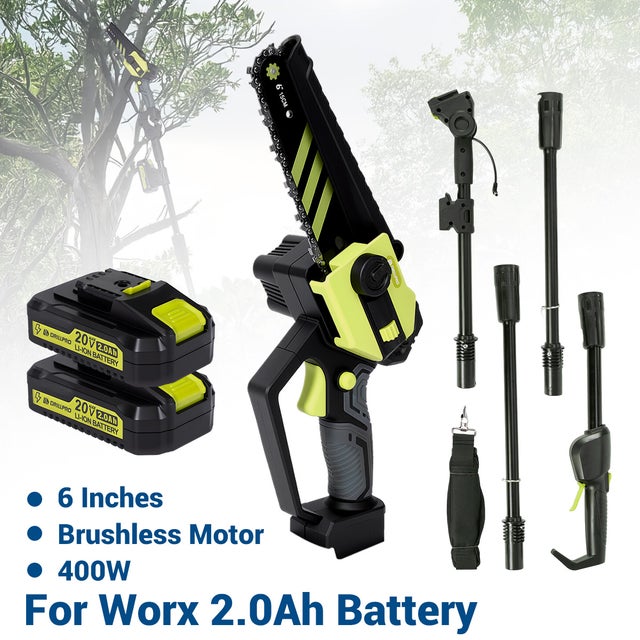 Motosega potatrice elettrica su asta a batteria, 2 batterie da 2,0Ah, barra da 15 cm