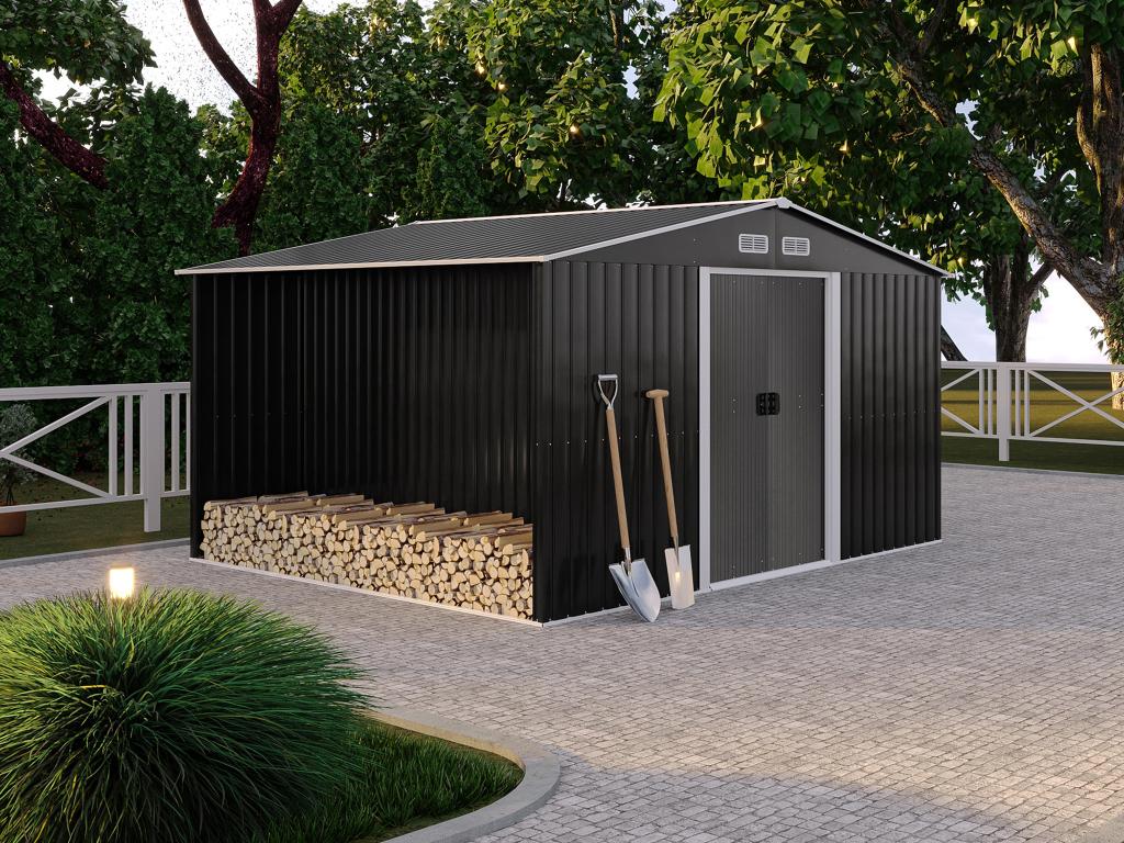 Wiata ogrodowa ze stali galwanizowanej w kolorze szarym LERY - 10,5m²