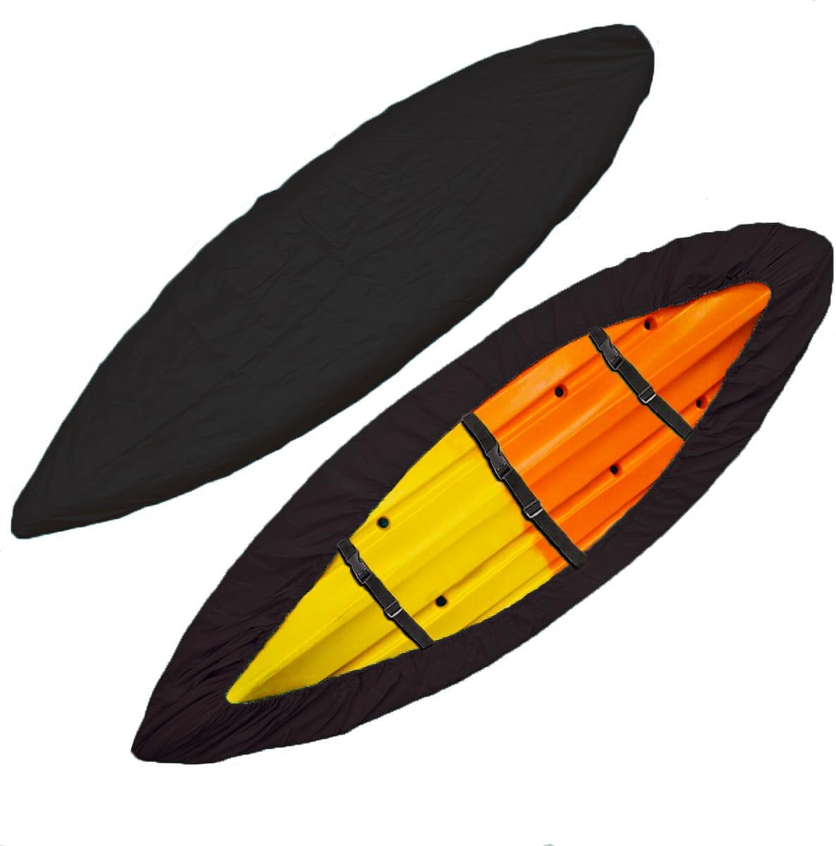 Pokrowiec na kajak 420D, wodoodporny i odporny na promieniowanie UV, odpowiedni do kajaków wędkarskich o długości 3–4,6 m (czarny, rozmiar M)