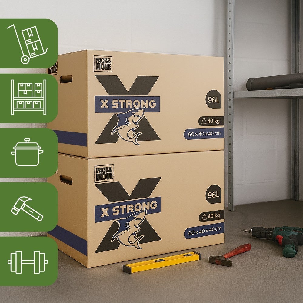 Pack and Move - Lot de 5 Cartons Déménagement X Strong - 60 x 40 x 40 cm - Charge 40 kg - Extrême Résistance - Grande Capacité - 5
