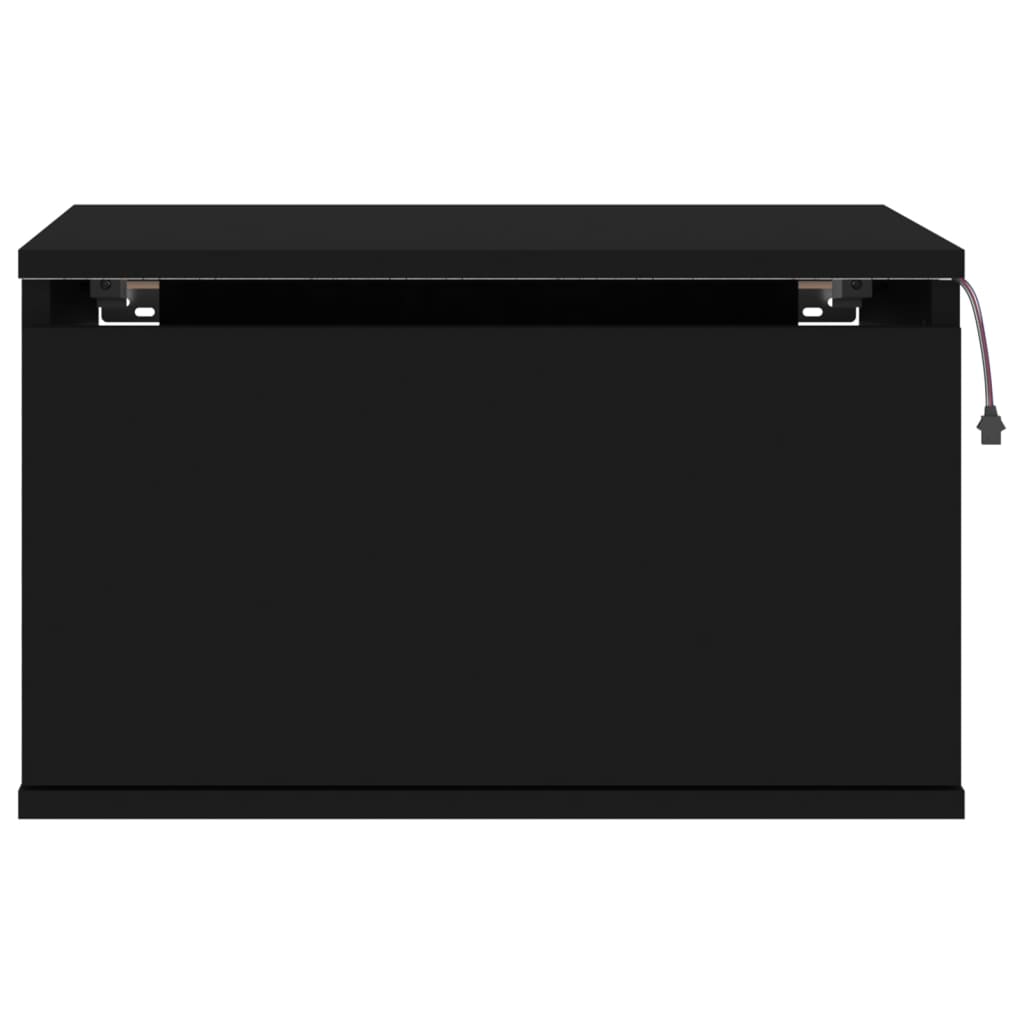 Mesitas de noche de pared con luces LED 2 piezas negro - 7