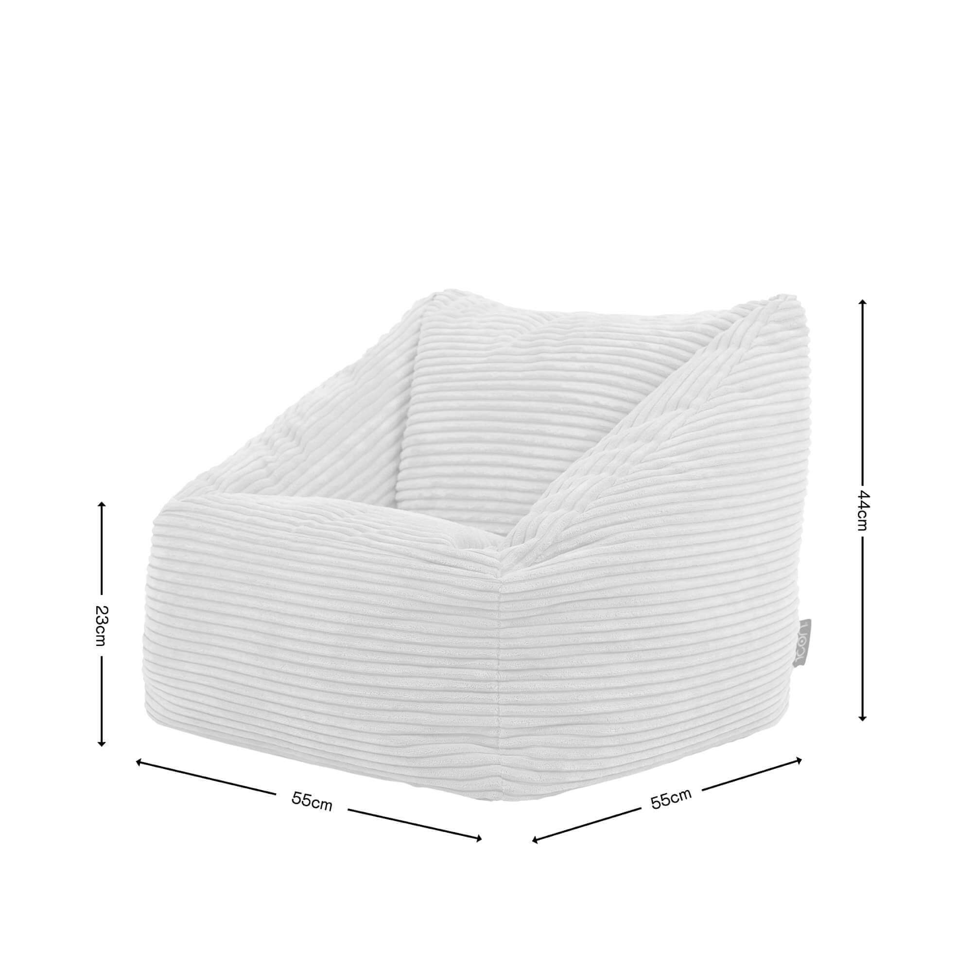Lot de 2 poufs fauteuils enfant Icon velours côtelé bleu canard, chambre, salon, 55x55xcm Oeko-Tex® - 7