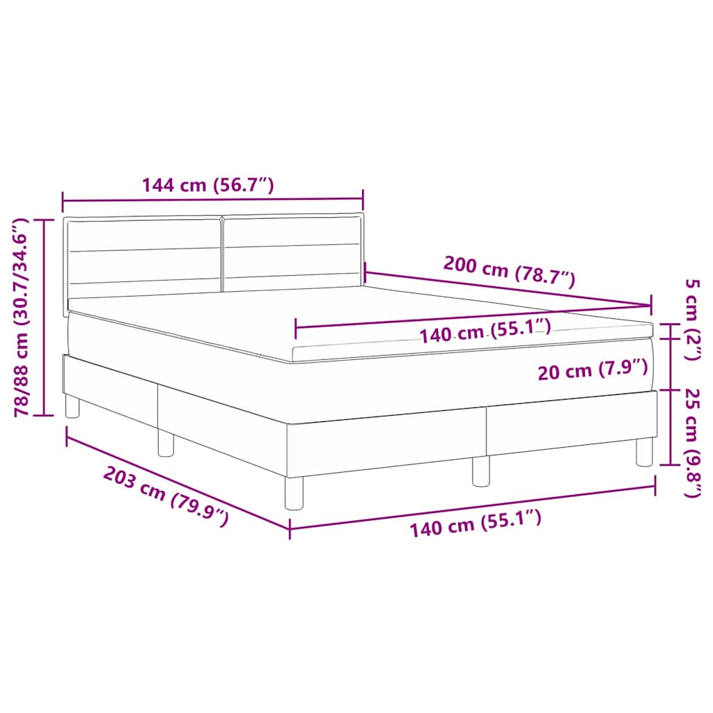 Cama tipo Box Spring con cabecera Taupé 140 x 200 cm tela | Leroy Merlin