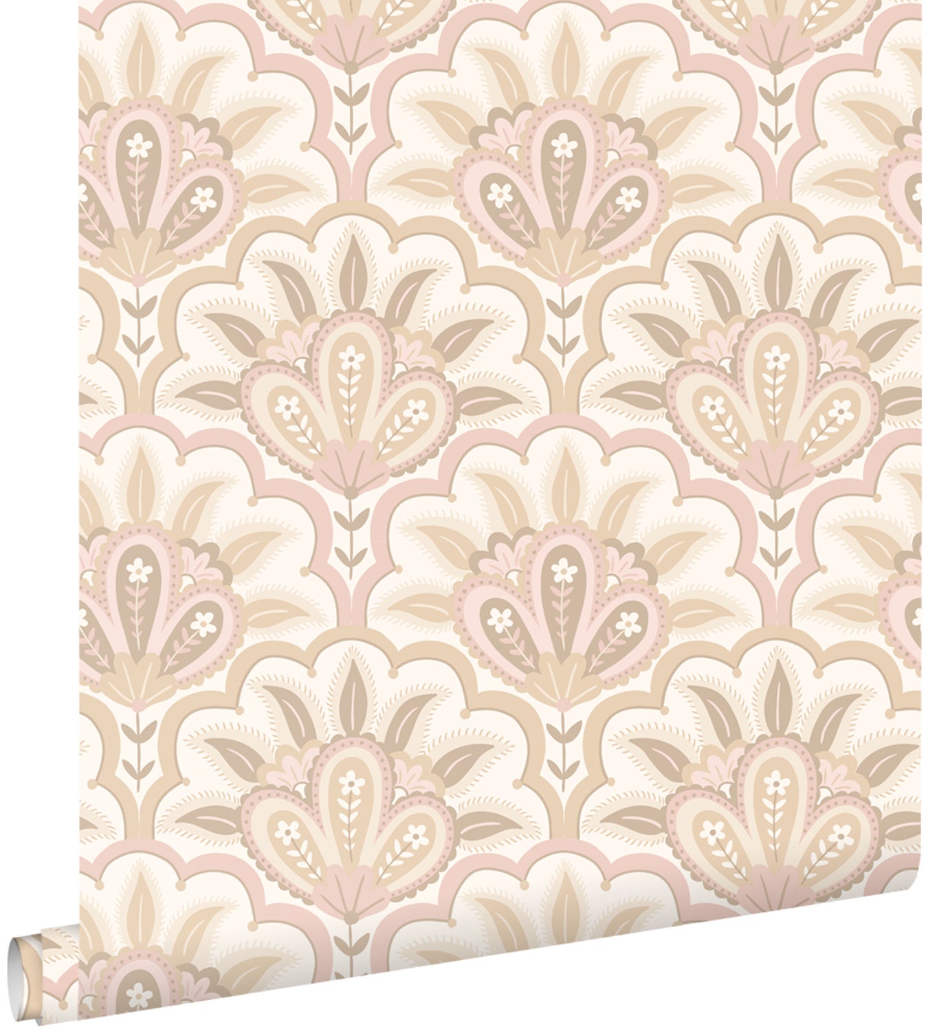 Tapeta orientalny barokowy motyw beżowymIróżowym - 50 x 900 cm - ESTAHOME