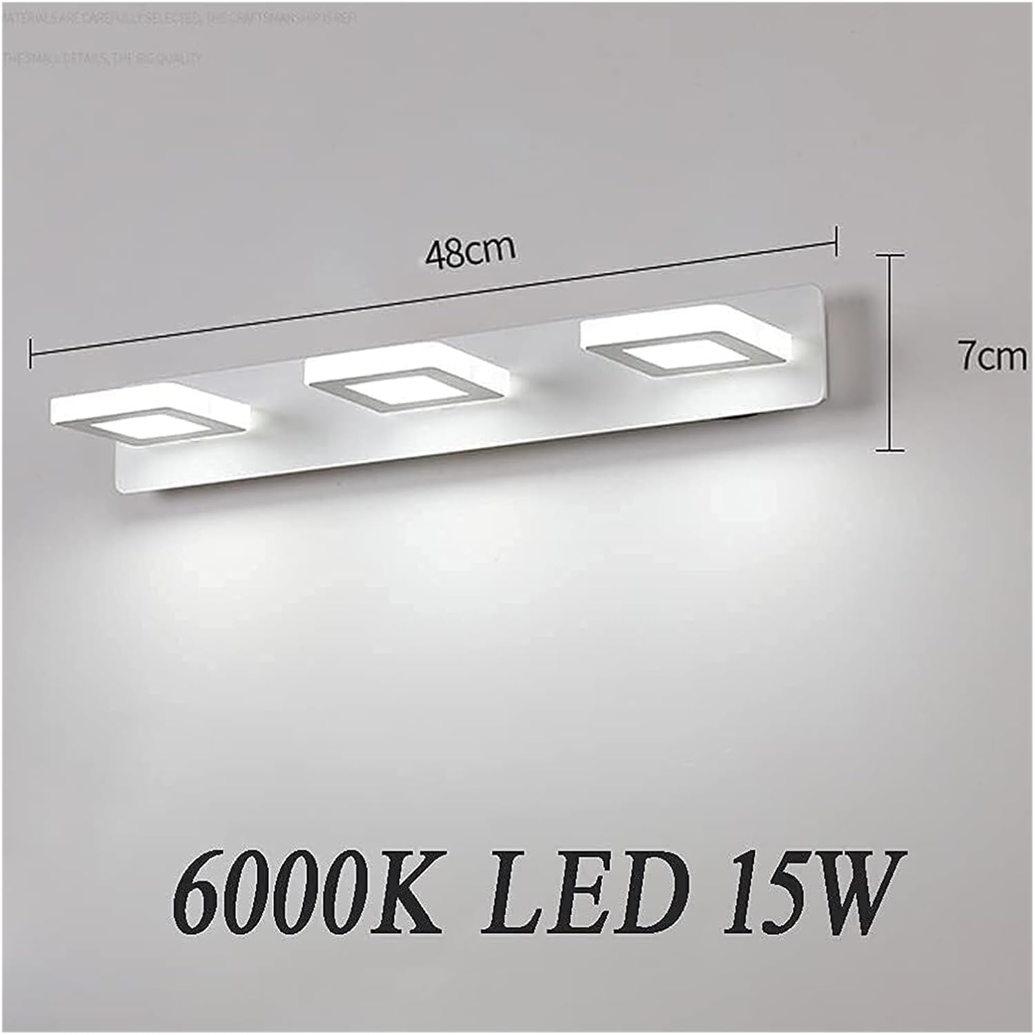 Lampada Da Specchio A LED AMBERONE Moderna In Metallo - Bianca 6000K, Lunghezza 75 Cm - Per Bagno, Cucina, Corridoio - Lampadina Inclusa, 7W/11W - 4