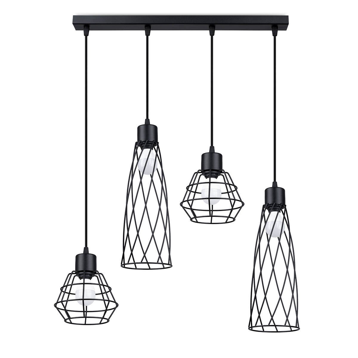 Lampa wisząca Suba czarna 4xE14x10W industrialna wym: 120 x 58 x 15 cm metal Sollux Lighting