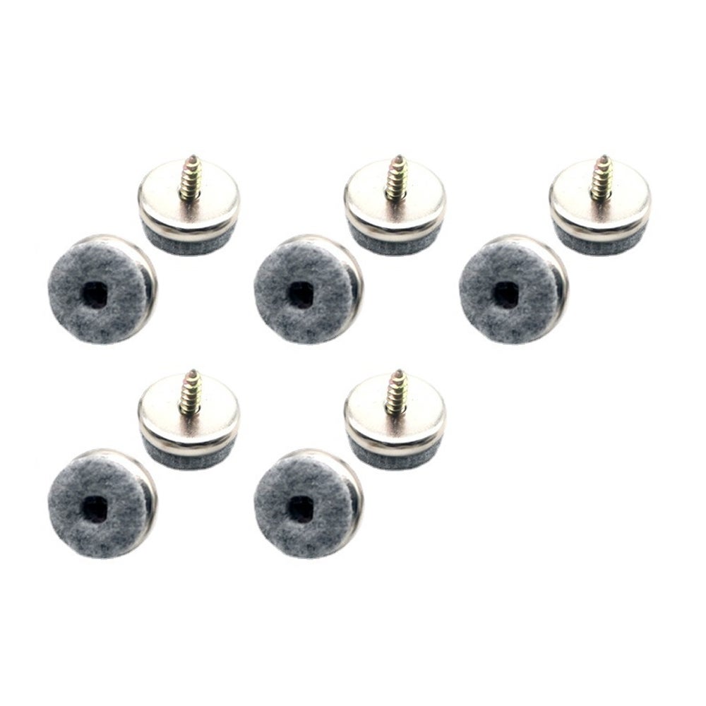 Zestaw 10 nóżek meblowych do wkręcania z metalową podstawą, odpowiednich do nóżek mebli i krzeseł, chroniących podłogi, średnica 20 mm - filc szary