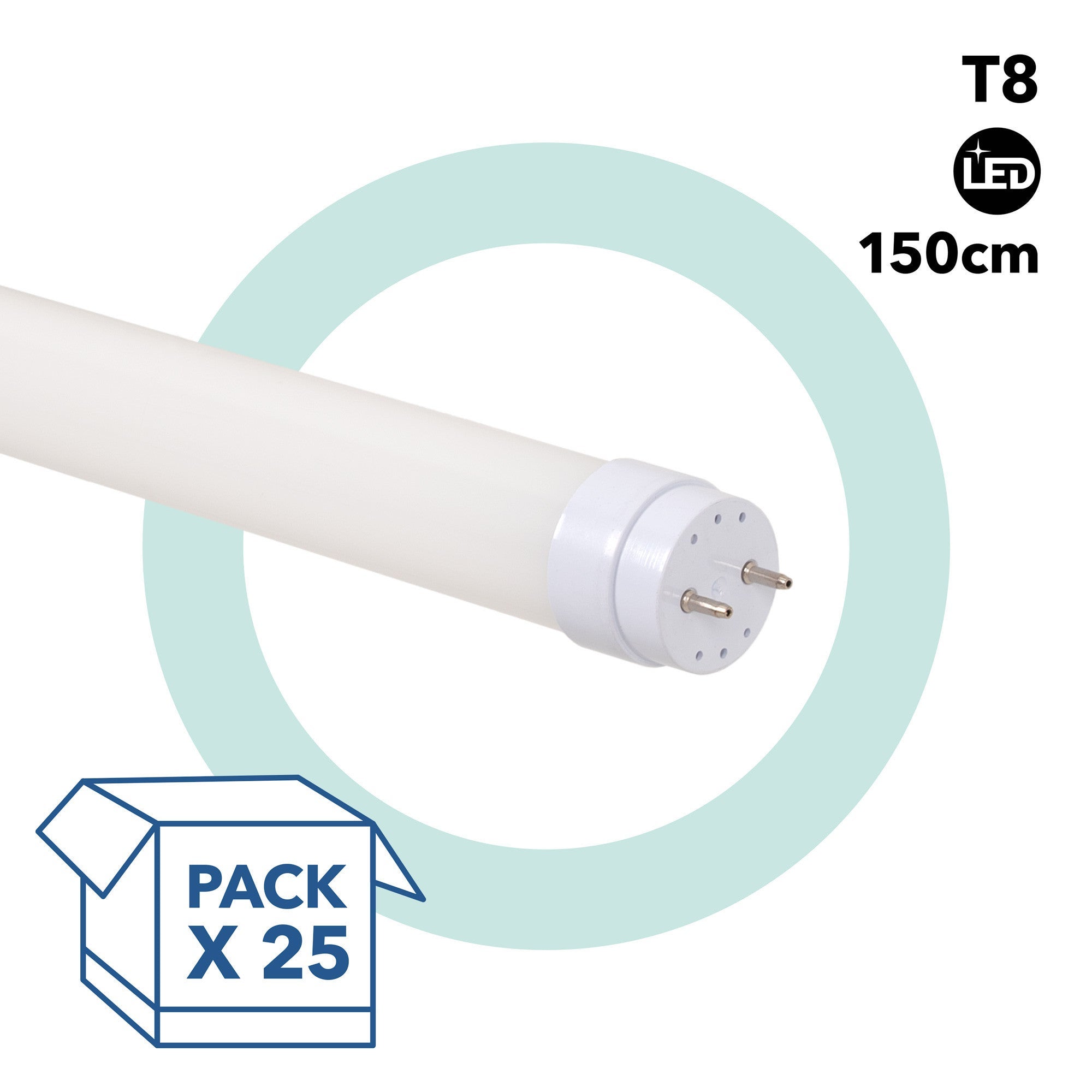 PACK x 25 - Tube LED T8 - 22W - 150cm - 2280lm - 1 connexion d ...
