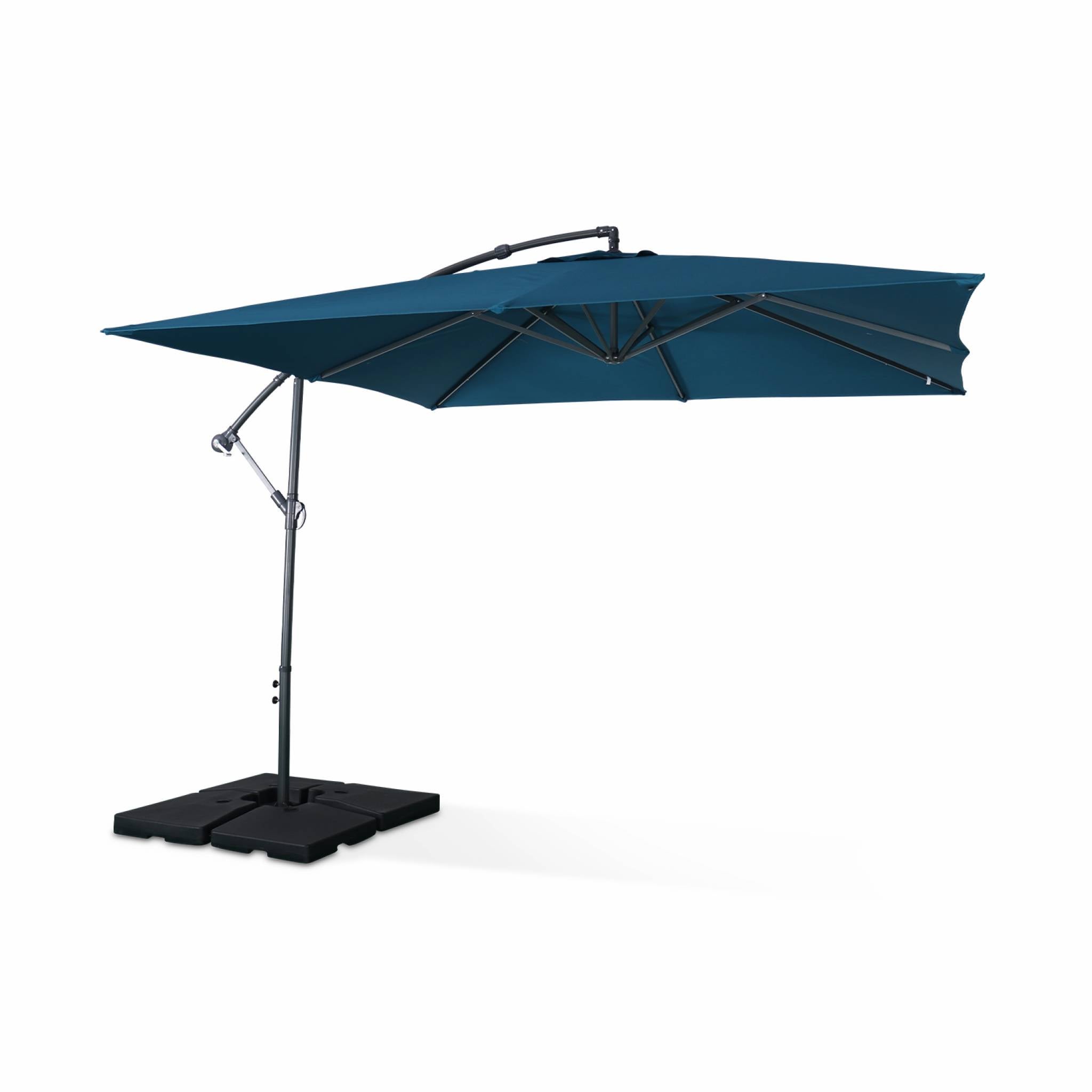 3x3m guarda-sol quadrado offset, Hardelot, Azul esverdeado, 300x295x250 cm - 3