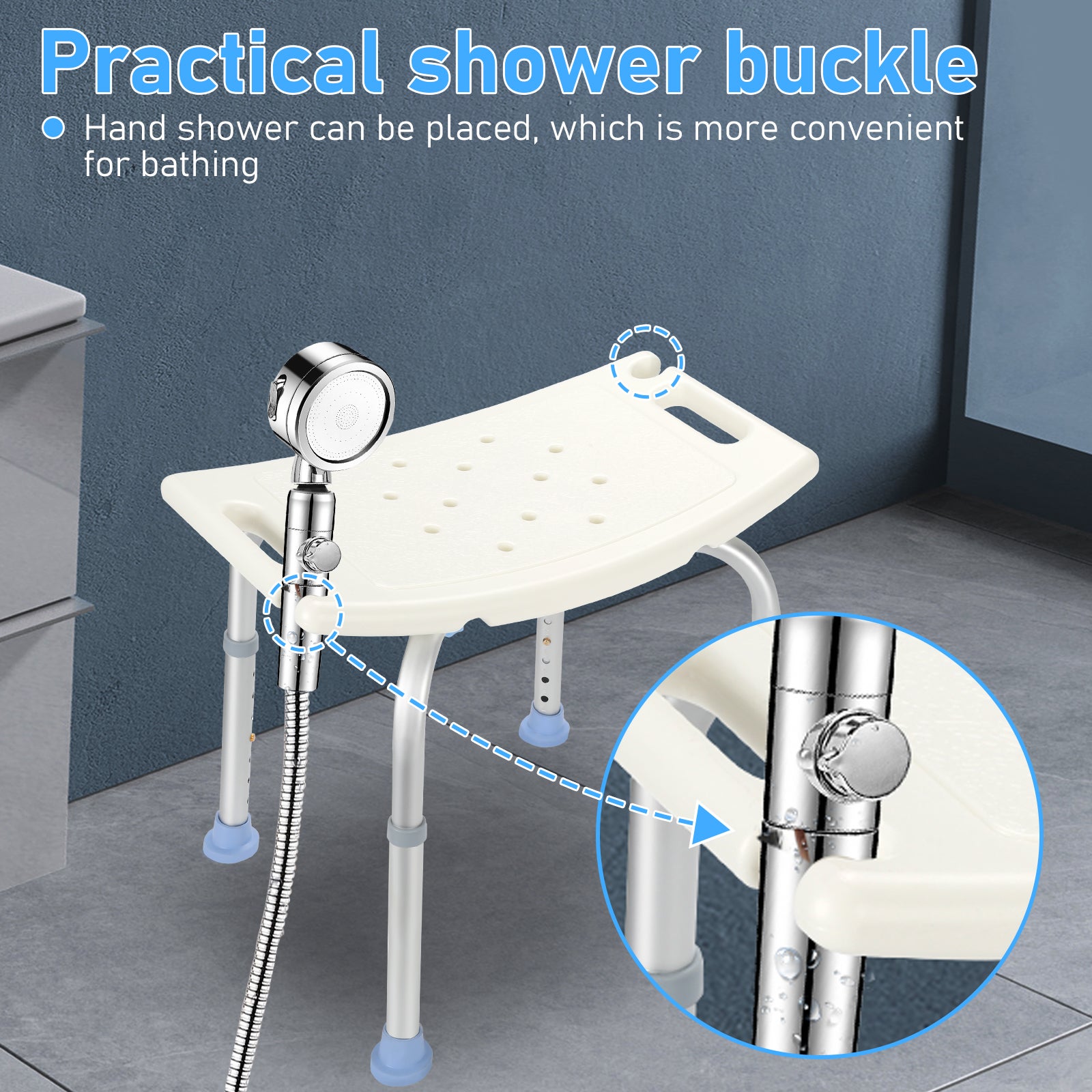 Siège de Douche Tabouret de Douche à Hauteur réglable - blanc - 2