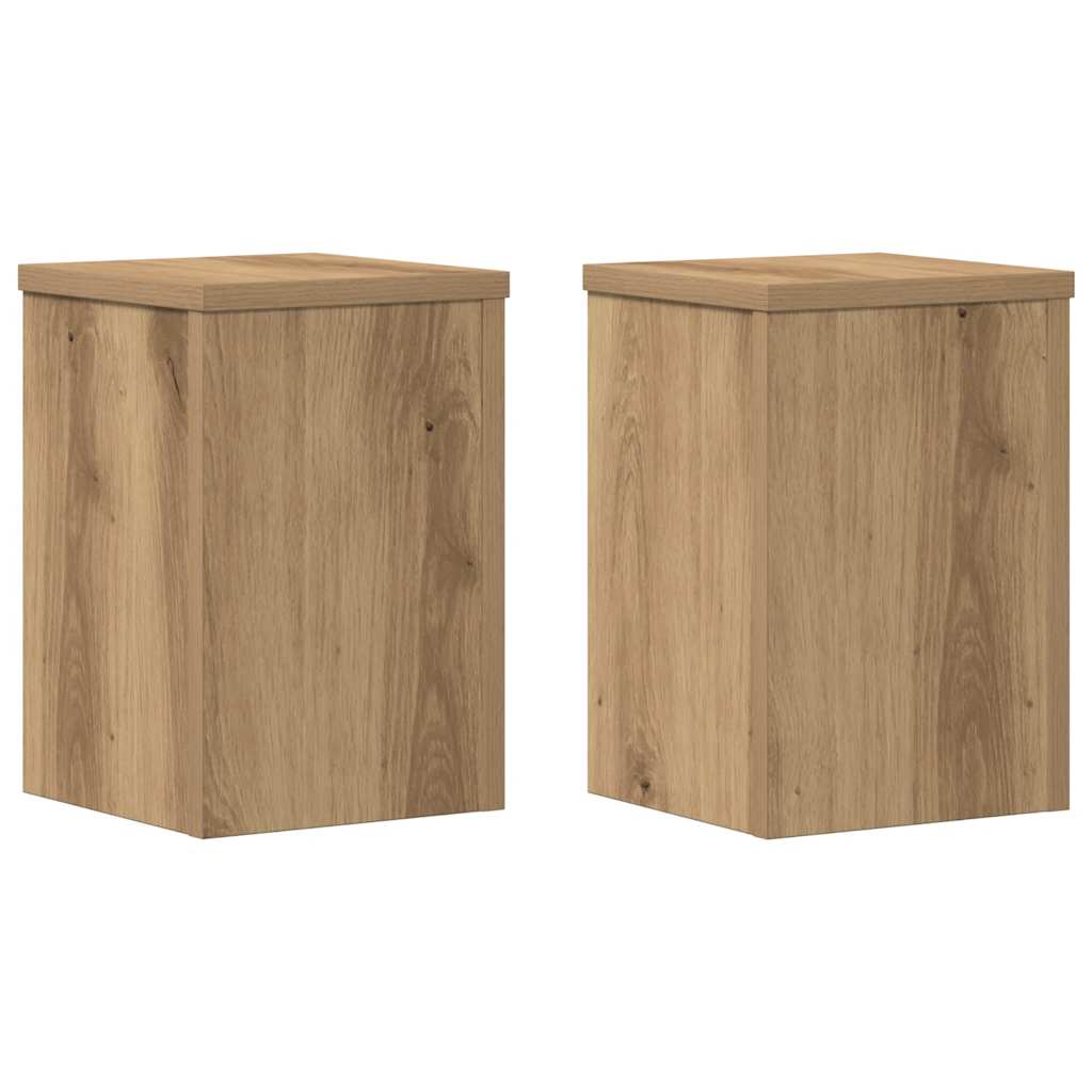 Lot de 2 supports pour plantes chêne artisanal en panneau de bois - 2