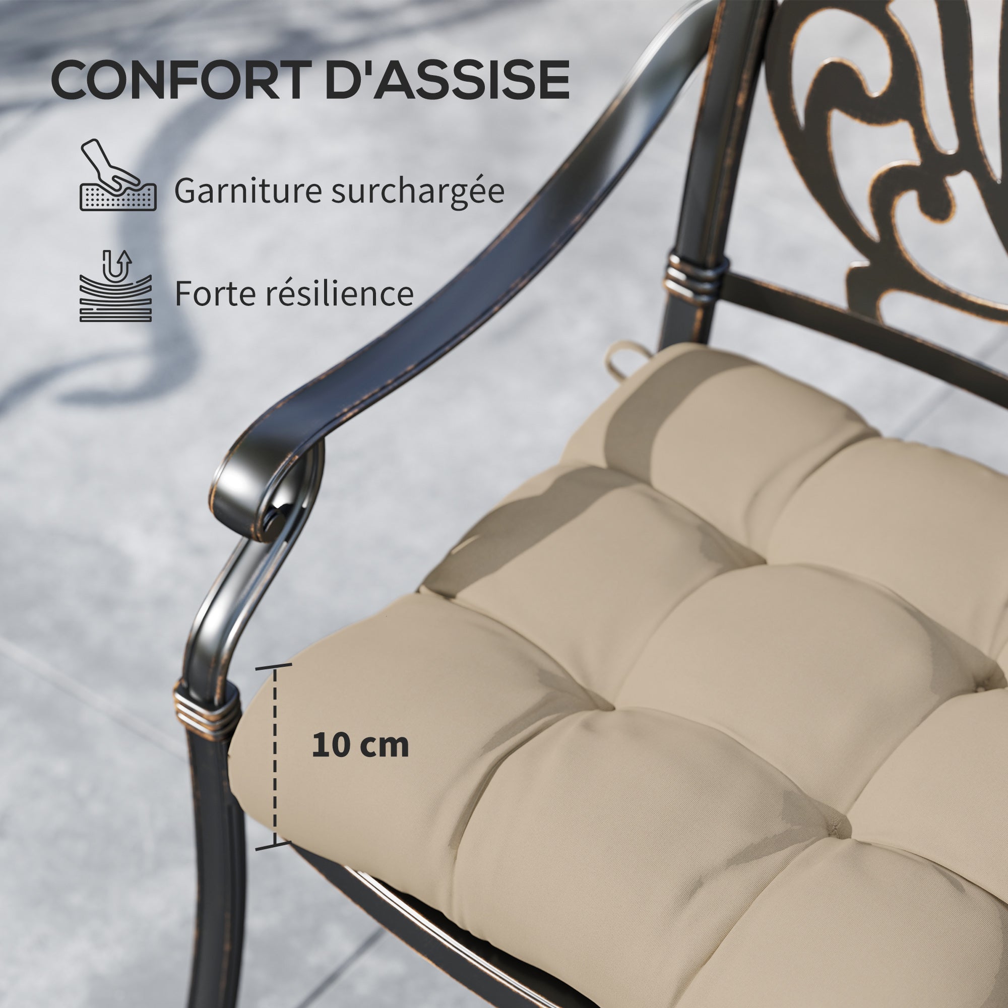 Lot de 4 coussins de chaise de jardin Tissu Outsunny - 6
