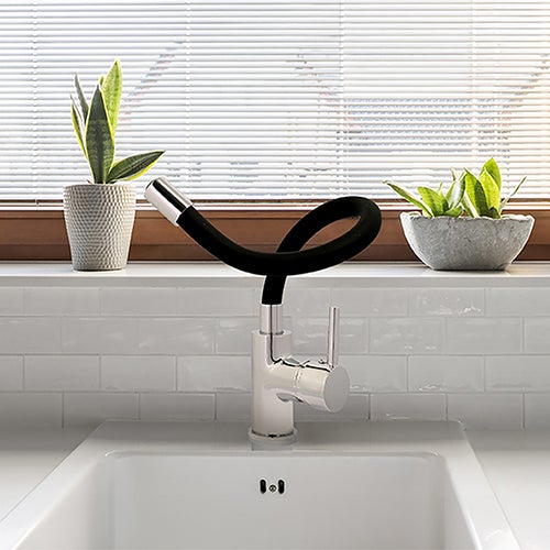 ROUSSEAU Robinet mitigeur de cuisine Køben - Sans douchette - Mémoire de forme - Gris et noir - 5
