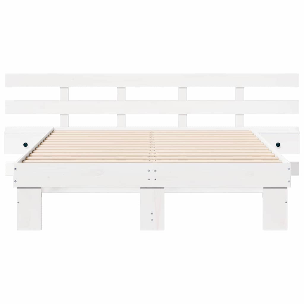Cadre de lit avec tête de lit en pin massif blanc, 120 × 190 cm - 5