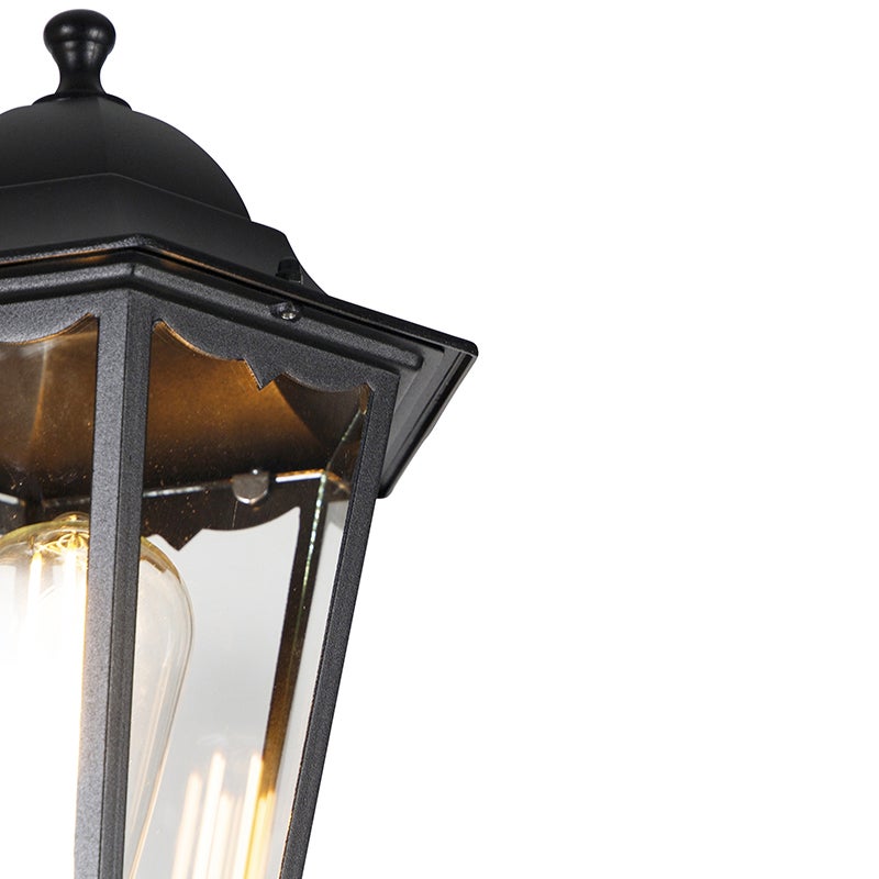 Qazqa classic-antique lanterne extérieure pour jardin - Havana - noir, max. 60w, e27, 220cm, IP44, à 2 lumières - 4