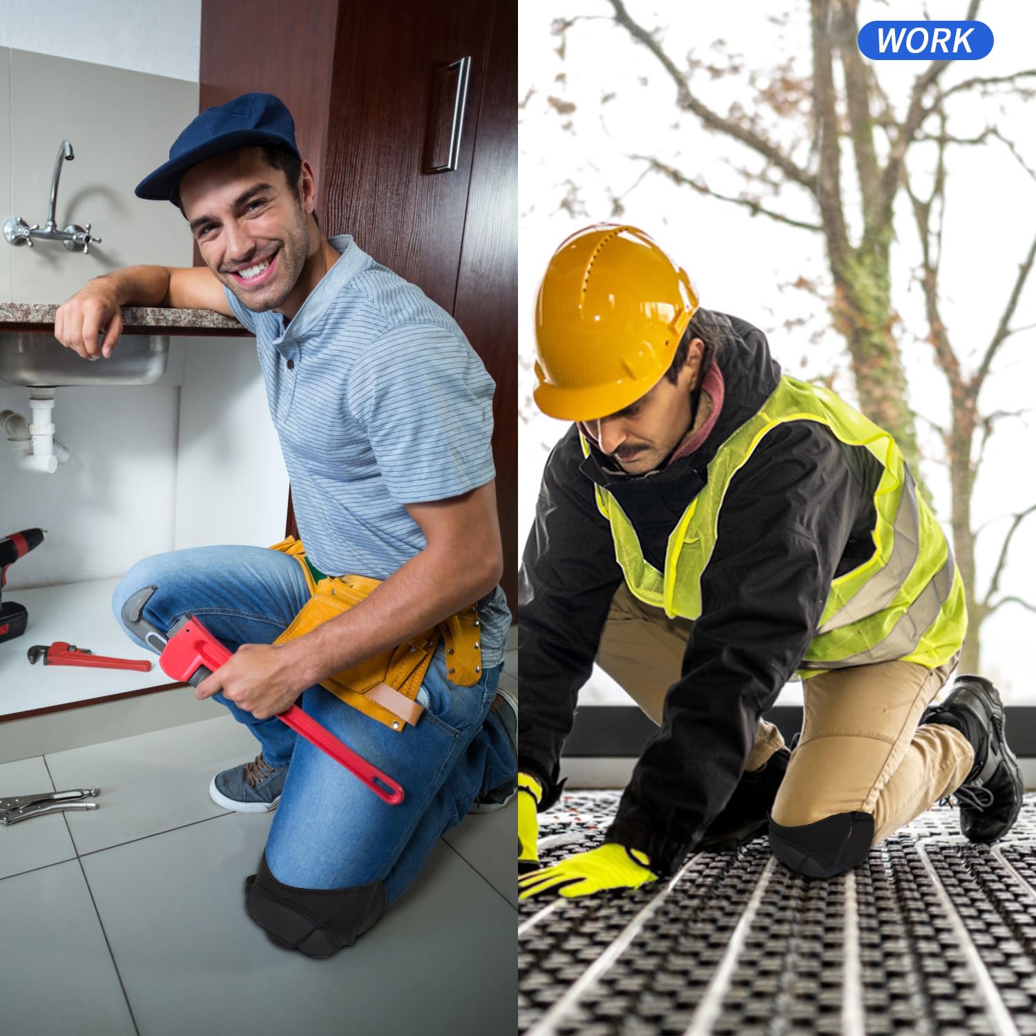 Genouillères de Protection, Genouillère Travail Avec 20MM Mousse Coussin, Éponge Genouillères pour Jardinage Travaux Carreleur Construction Nettoyage（ - 2