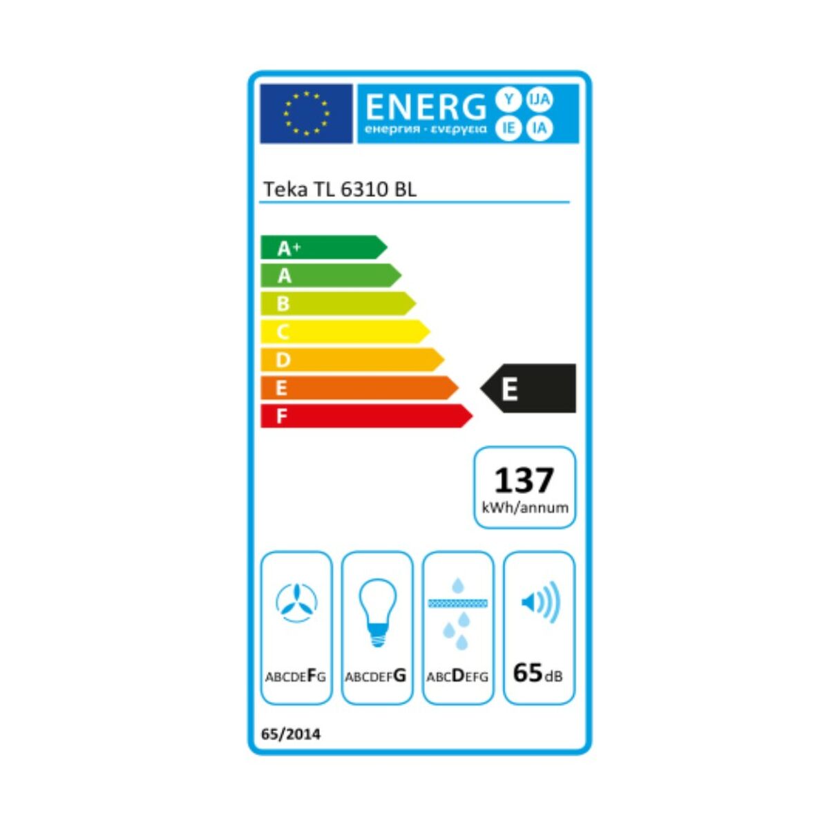 Scaldabagno standard Teka TL6310BK, 60 cm, 332 m³/h, 65 dB, 231 W - 2