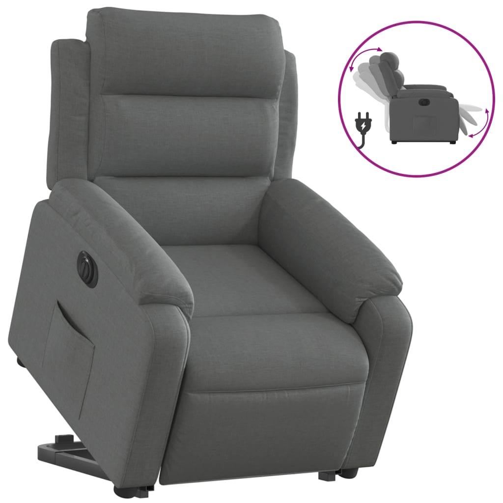 Sillón eléctrico   sillón de relax   silla de relax reclinable elevable de tela gris oscuro cfw869390