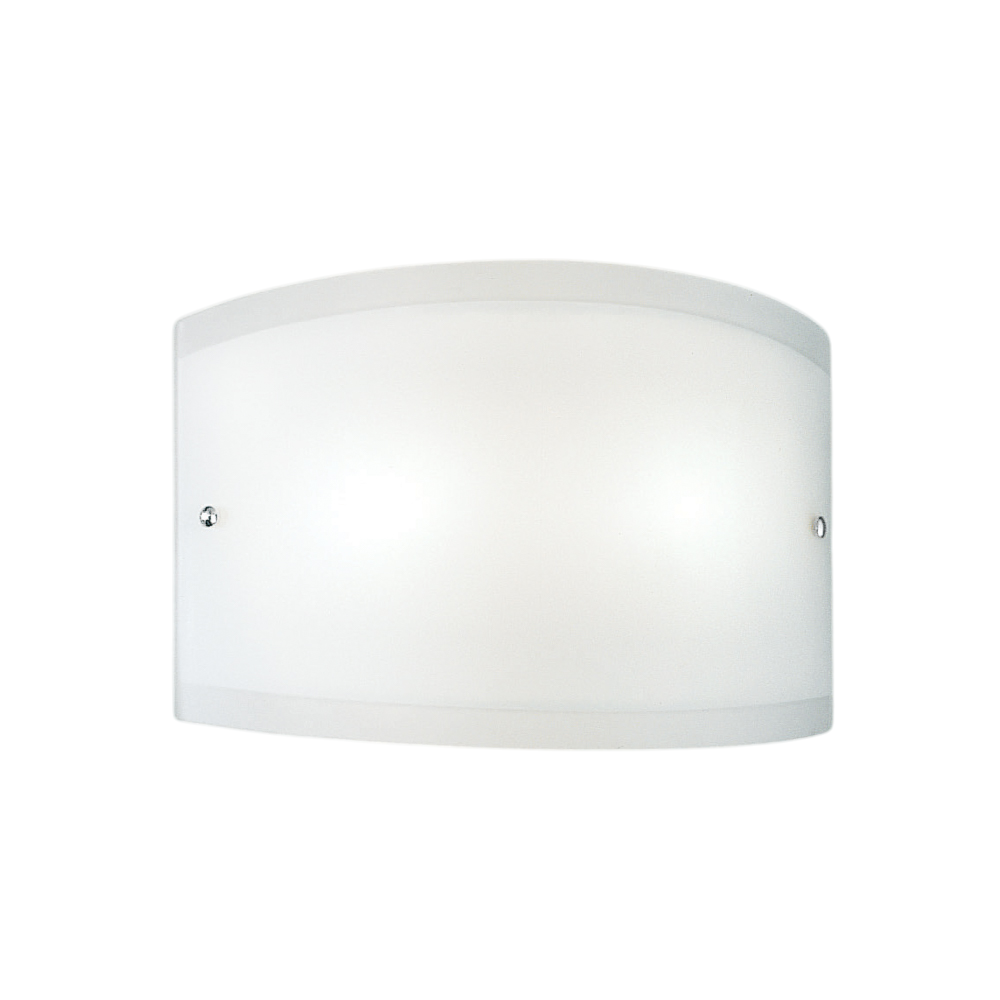 Kinkiet Lecce z białego szkła satynowego, chromowane detale, E27 max 42 W, IP20, 35x12 cm