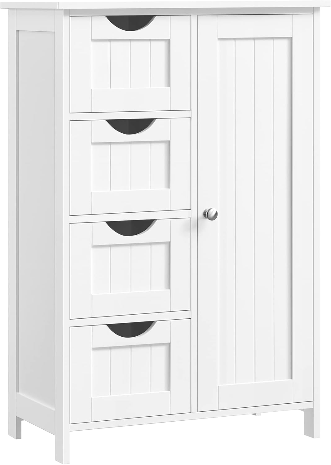 Vasagle Armario De Baño, Mueble De Baño Estrecho, Cómoda De Baño, Cajonera Con 4 Cajones, Armario Con Puerta, Estante Ajustable, 30 X 55 X 82 Cm, Blanco , Leroy Merlin