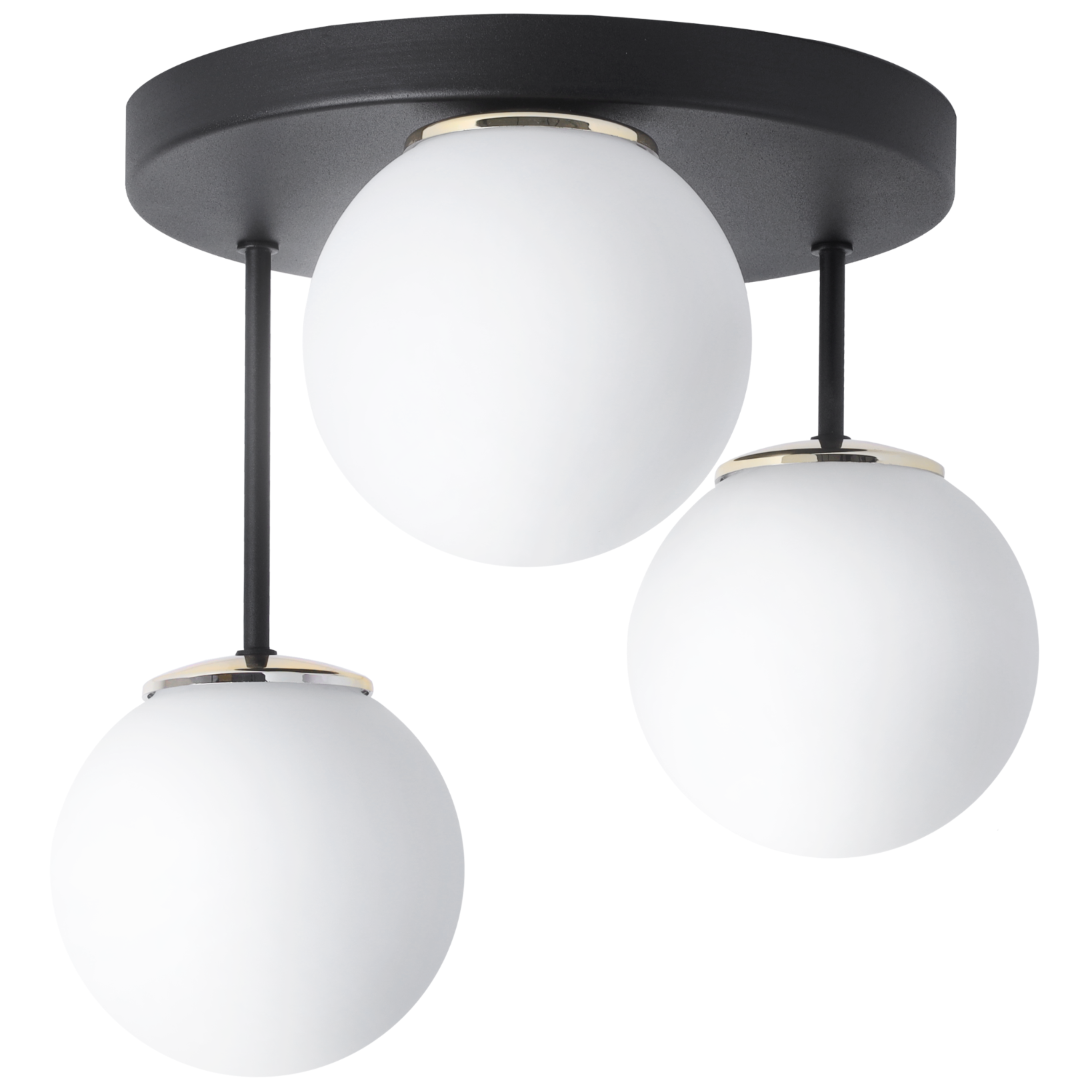 Lampa sufitowa wisząca Florence okrągła glamour klosz biały 3xE14 czarna/złota Light Home LH