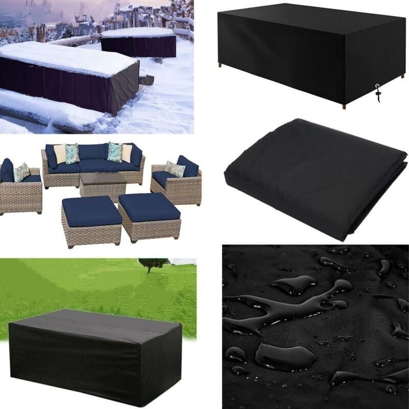 Housse Salon De Jardin Exterieur 110x110x85cm Oxford Housse De Protection De Jardin Imperméable Au Vent Anti-UV Bache Table De Jardin (Noir) - 4