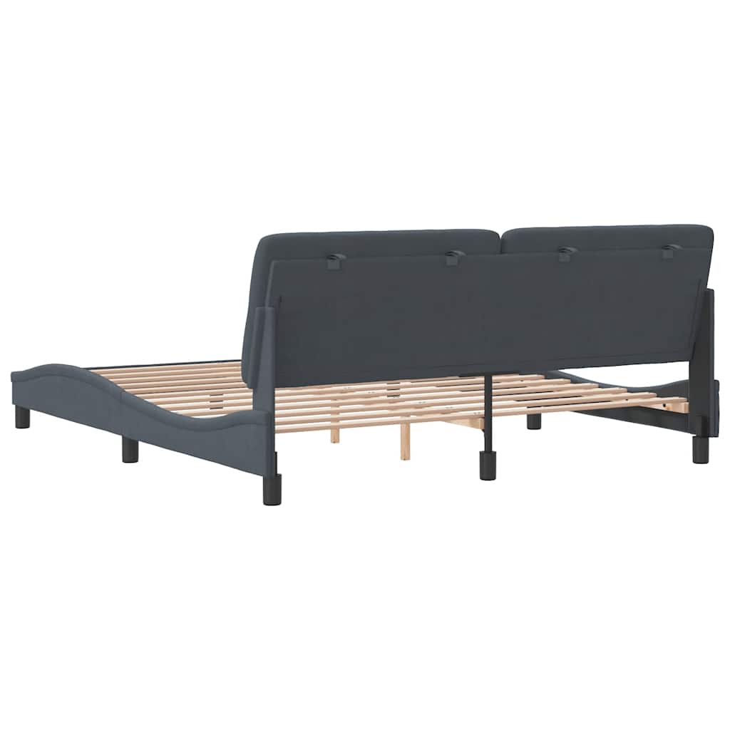 Cadre de lit sans matelas gris foncé 180 x 200 cm velours - 7