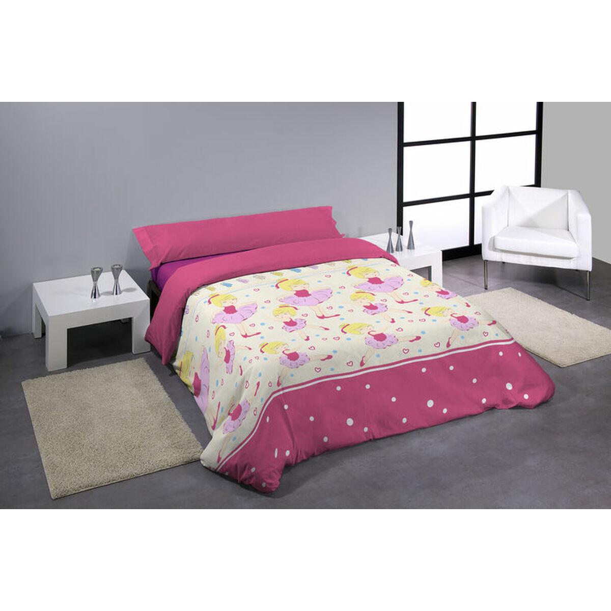 Juego de funda nórdica hosteline baila rosa cama de 90 2 piezas