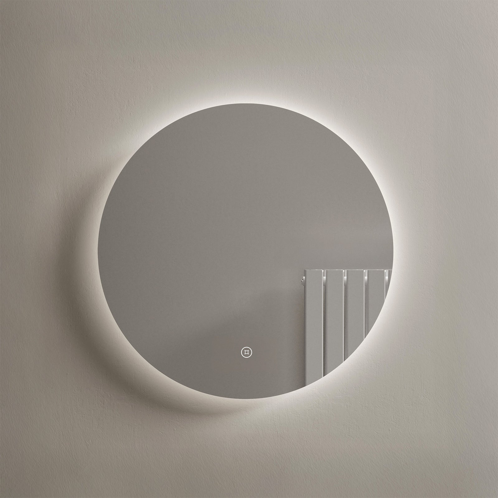 EMKE Miroir lumineux salle de bain rond diamètre 60cm, rétro-éclairage sans cadre, Miroir LED avec Interrupteur Tactile, Lumière Blanche Froide - 8