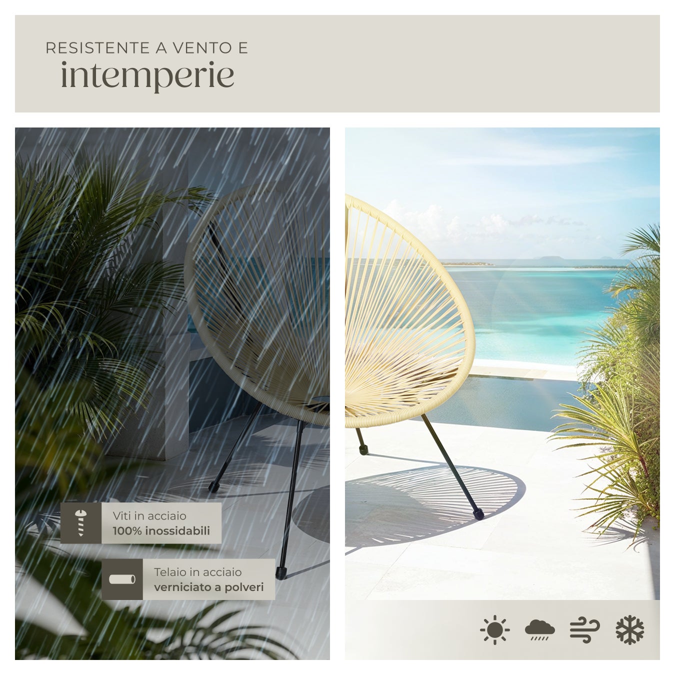 Ensemble table et chaises de jardin Santana design rétro dans le style Acapulco TECTAKE - 7
