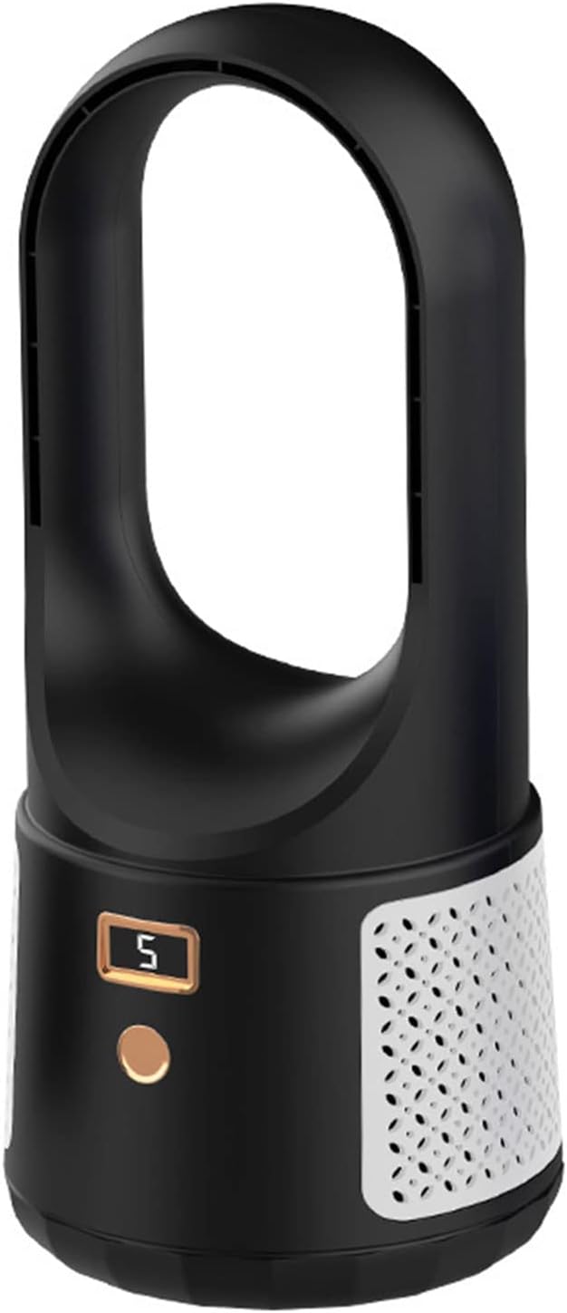 Cichy, bezłopatkowy wentylator biurkowy, 6-biegowy wentylator chłodzący, ładowanie USB, czarny