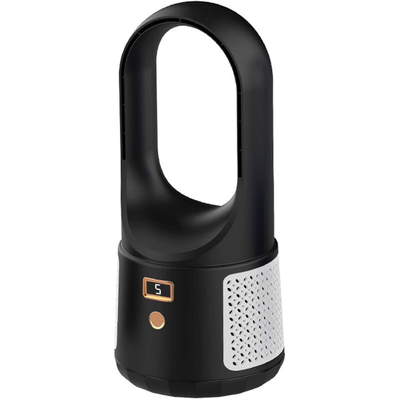 Cichy, bezłopatkowy wentylator biurkowy, 6-biegowy wentylator chłodzący, ładowanie USB, czarny