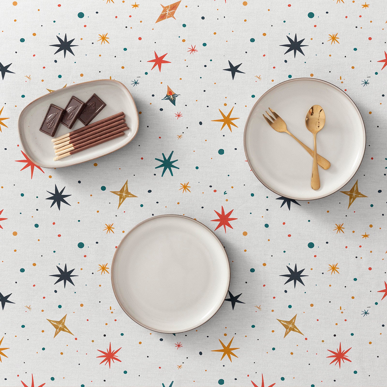 Tovaglia natalizia antimacchia rettangolare in tessuto di cotone 160x350 cm - Starry - 4