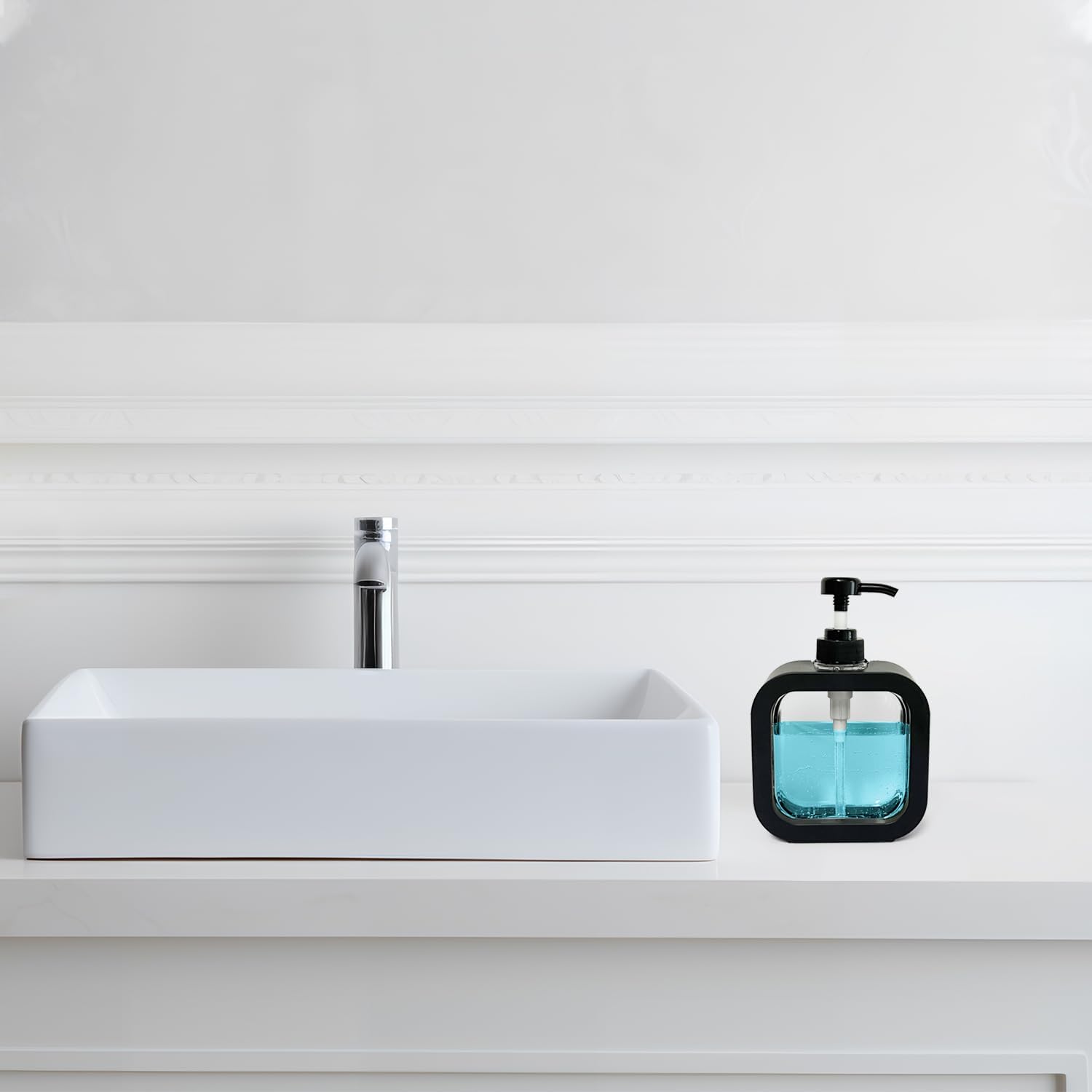 Distributeur de savon, lot de 2 flacons pompe vides, distributeur de liquide vaisselle et de produits d'hygiène personnelle pour salle de bain et cuis - 3
