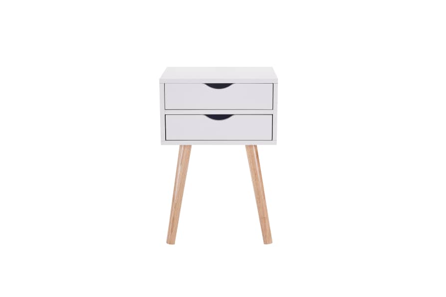 Conjunto de Dormitorio Blanco – Cabecero de 168 cm + 2 Mesitas de Noche con Patas de Madera de Haya – Estilo Nórdico Moderno en Melamina de Alta Calid - 4