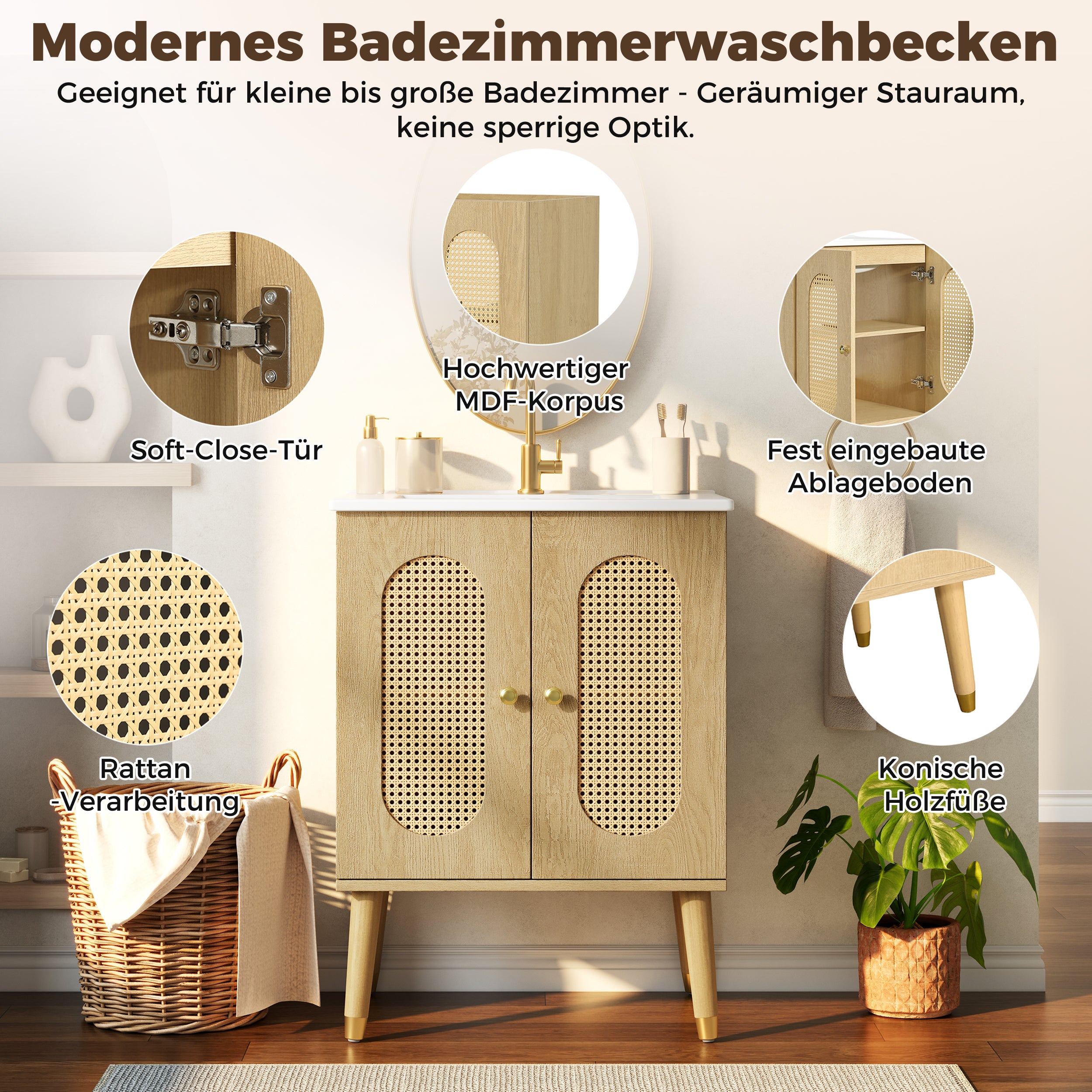 Unitate de baie cu lavoar ceramic de 61 cm - Unitate de baie cu ...
