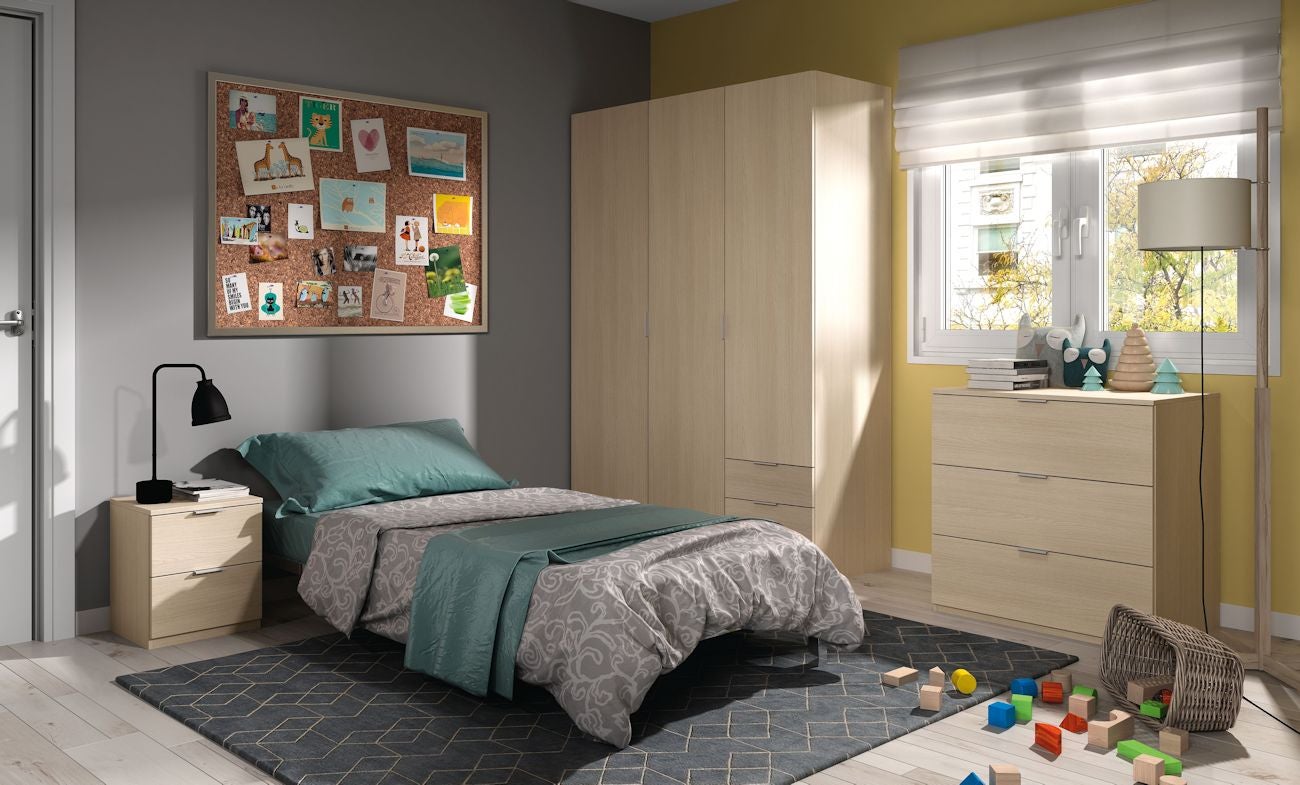 Armoire NINA 3 portes et 3 tiroirs L121 x H180 cm - Bois clair - 3