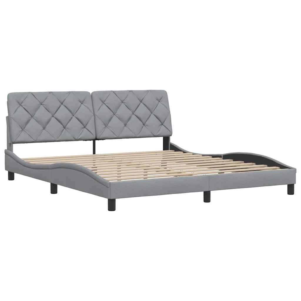 Cadre de lit sans matelas gris clair 180 x 200 cm en tissu - 4