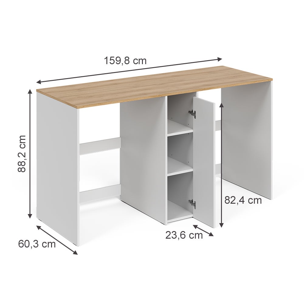 Vicco Armario para lavadora Viktor, Blanco/Roble artesanal, 159.8 x 88.2 cm con 3 compartimentos - 2