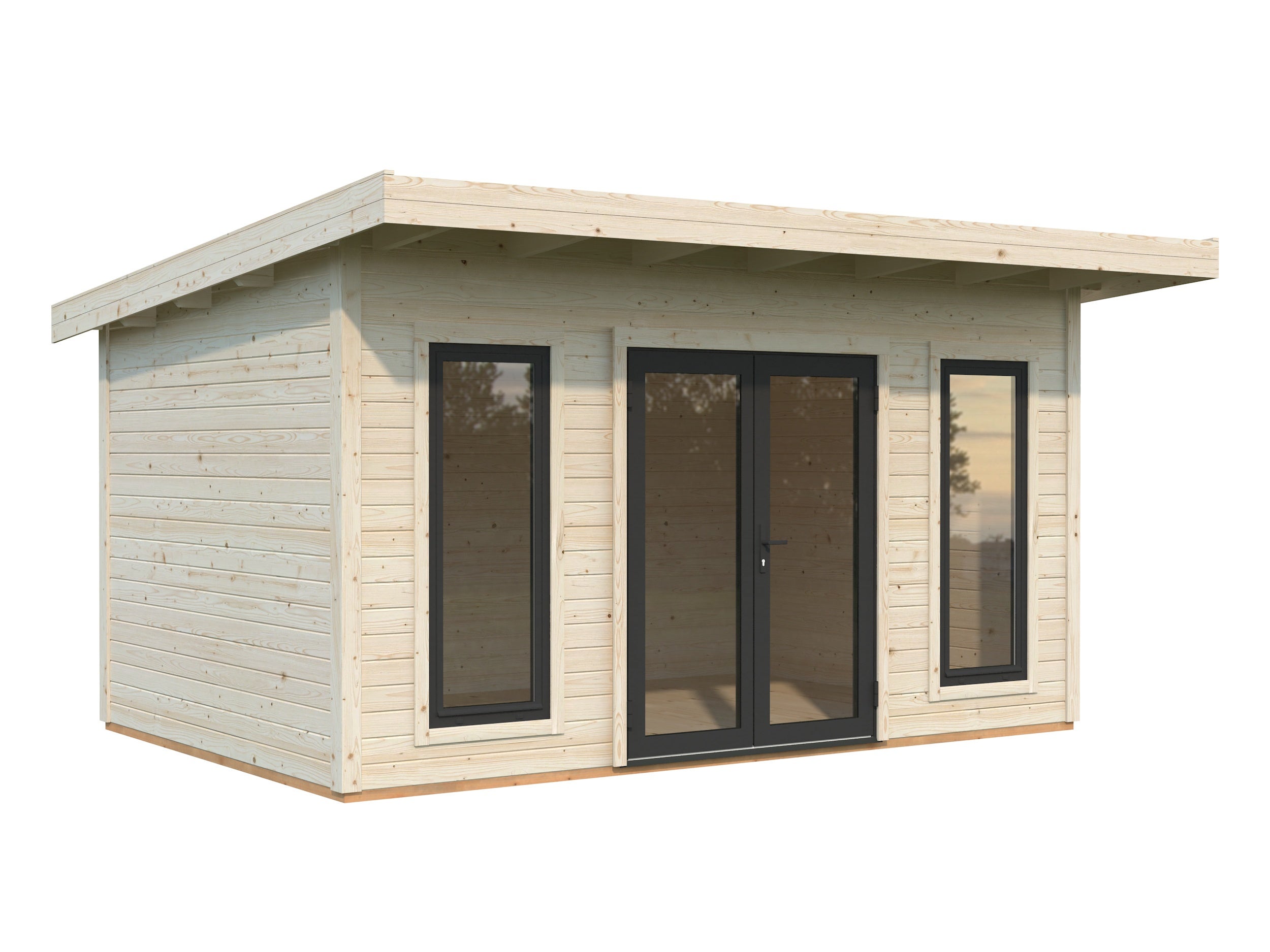 Studio de jardin en bois Aurelia - PALMAKO - Ep.44 mm - 446 x 300 cm - 19,8 m² - Double vitrage trempé - 2