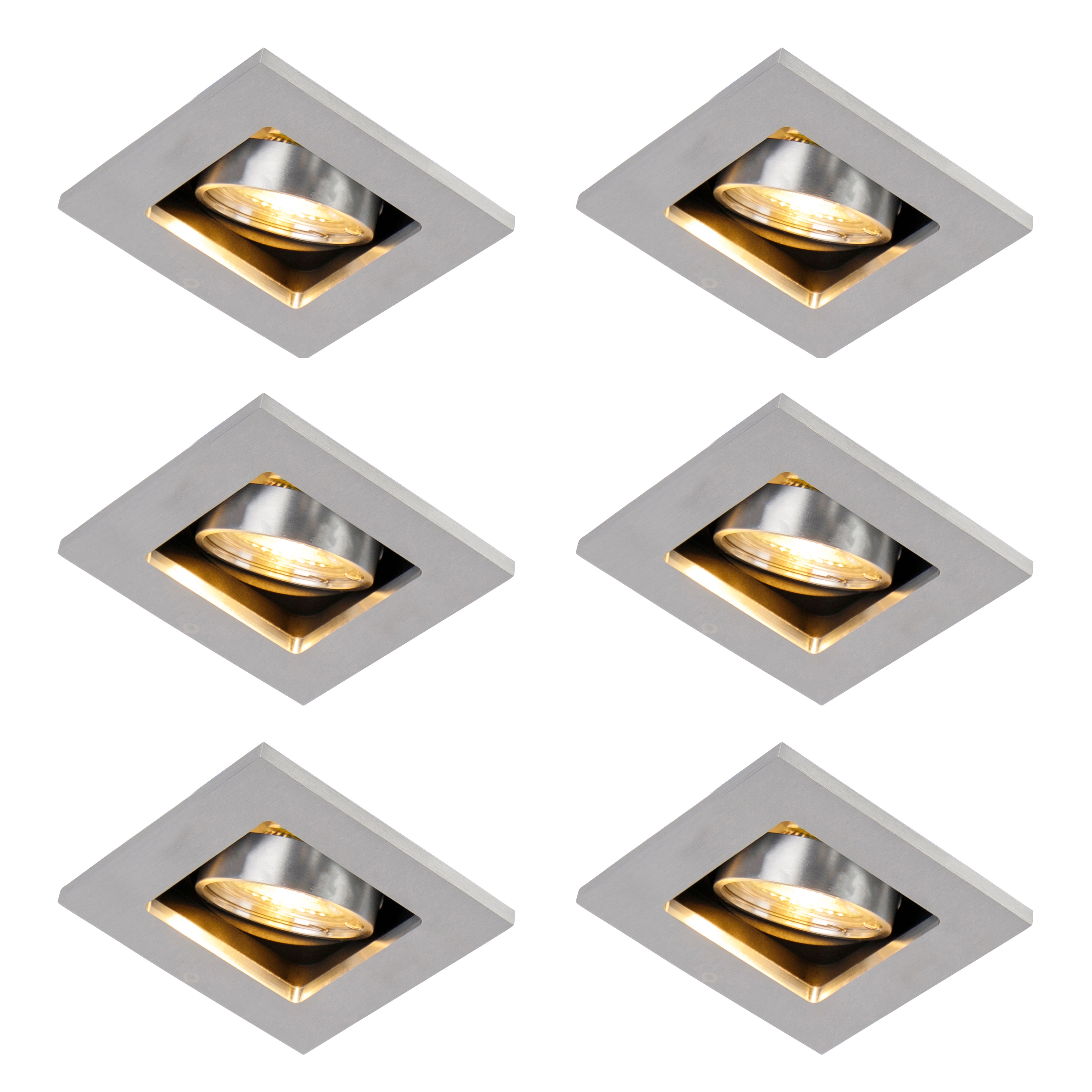Qazqa reflektory wpuszczane - 44749 - aluminium, gu10, max. 50w, kompatybilny z żarówką LED, 10cm, kwadratowy, IP20oświetlenie