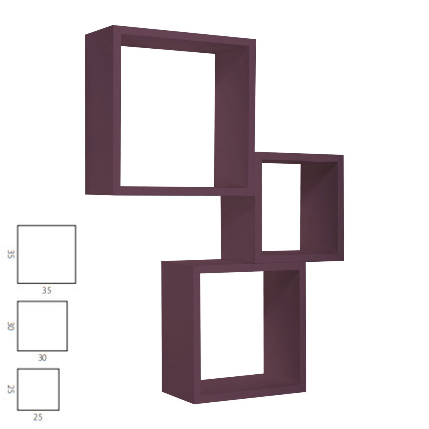 Étagères cubiques murales Lot de 3 cubes modulaires Violet mod. InCubo - 3