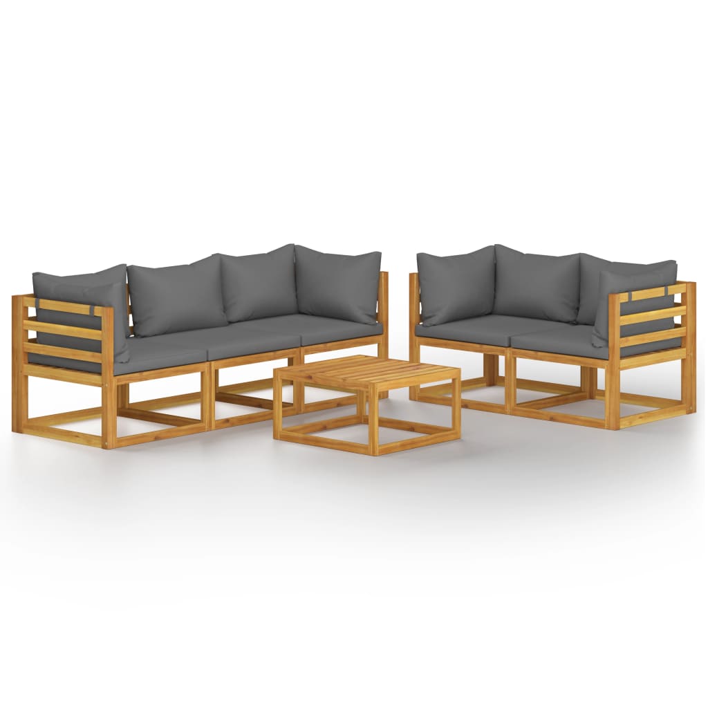 Salon bas de jardin en Bois Gris 5 personnes - 2
